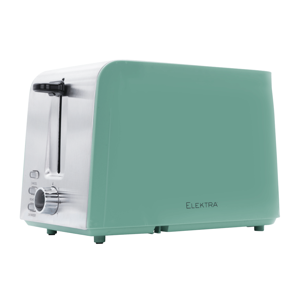 Elektra 2 Slice Toaster in green with stainless steel accent for perfect toast.