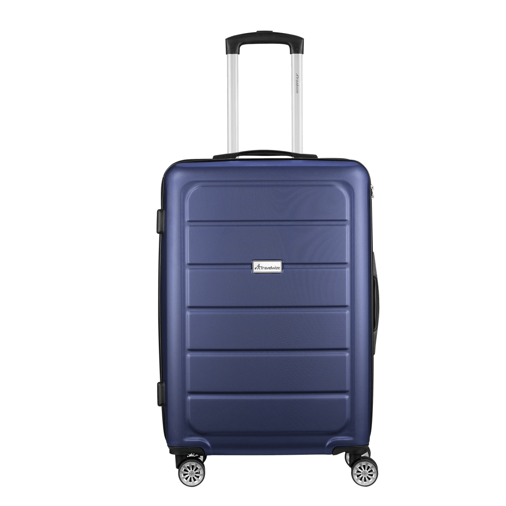 Travelwize Maple ABS 75cm navy spinner luggage with 4 wheels and retractable handle for easy travel.
