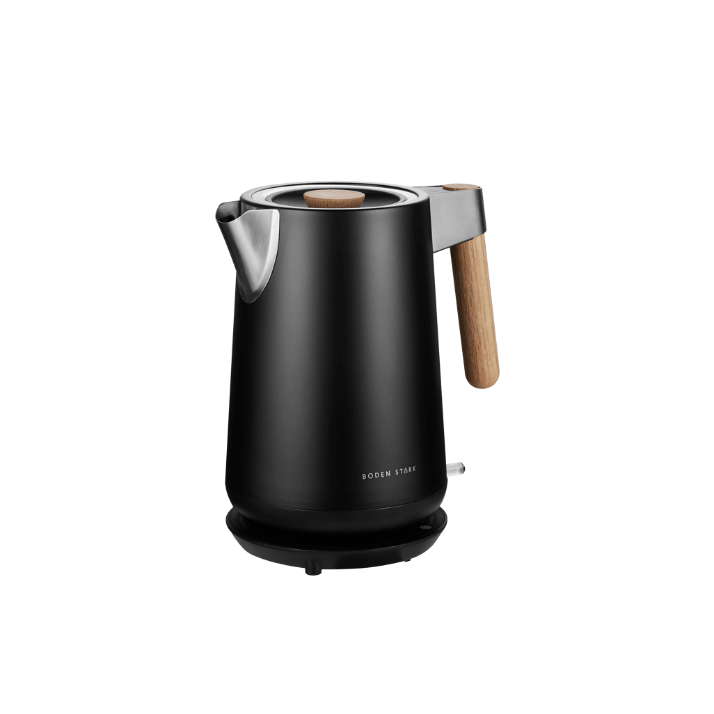 Boden Stark Anson Collection 1.7L 2000W black stainless steel kettle with wooden handle.