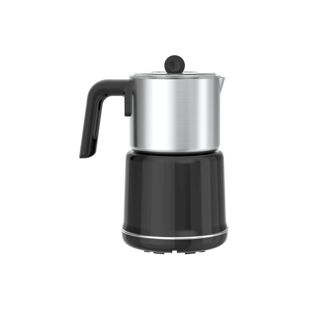 Boden Stark Milk Frother in stainless steel and black, perfect for creating creamy froth at home.