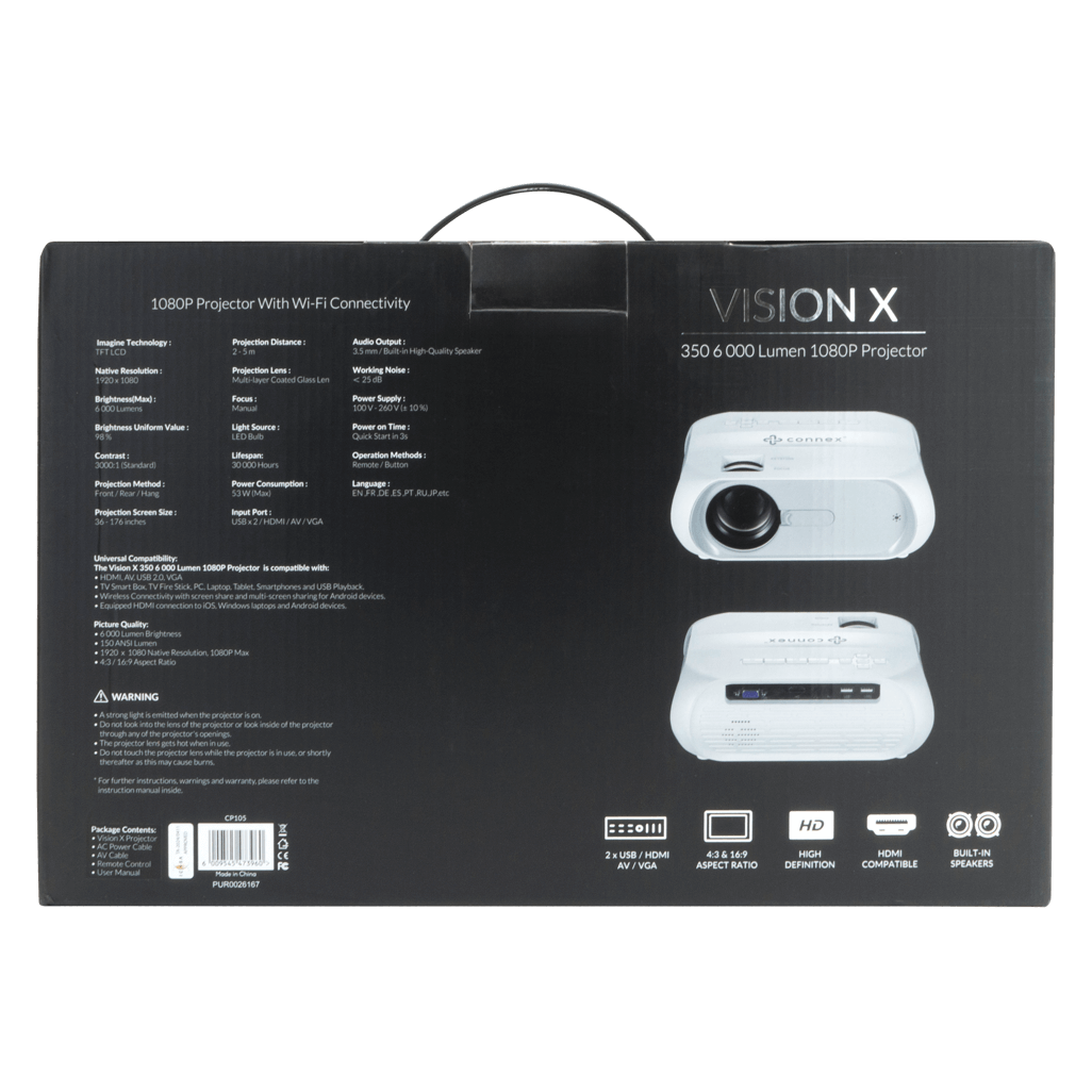 Connex Vision X series 3800 Lumen 1080P Projector
