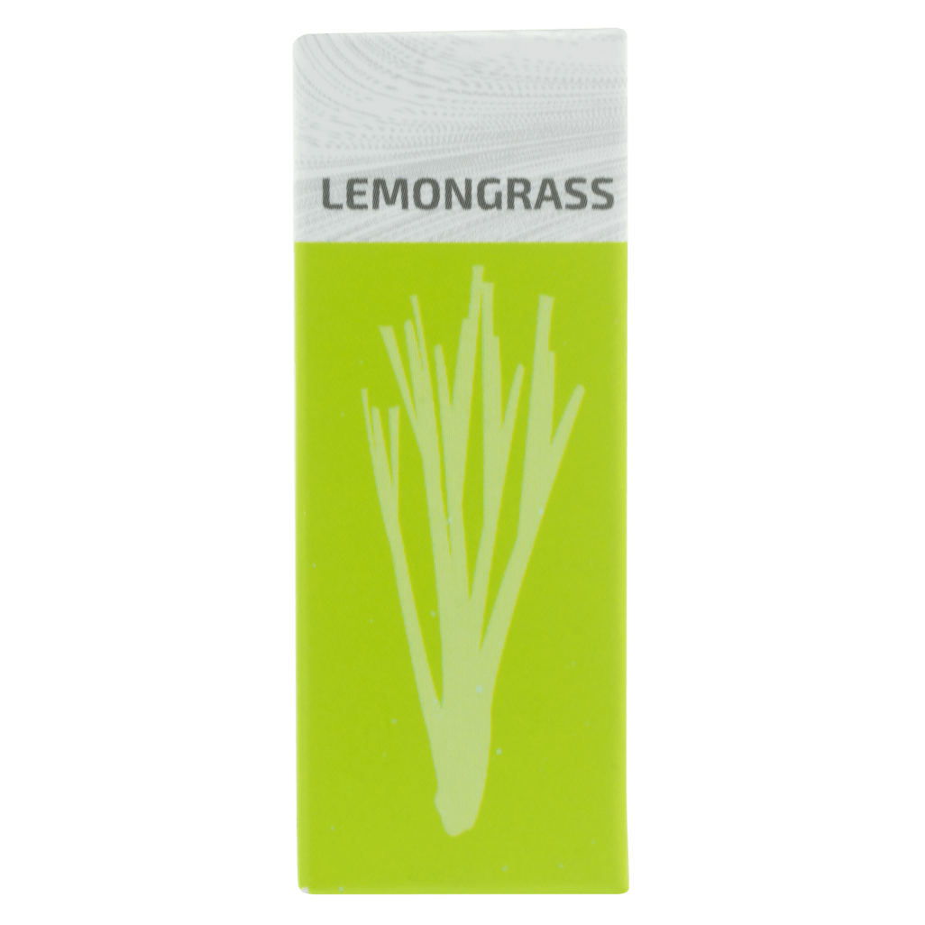 Zen Oil Lemongrass essential oil blend in vibrant green packaging for relaxation and well-being.