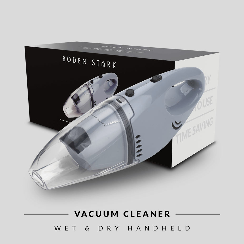 Boden Stark handheld vacuum cleaner designed for wet and dry messes, showcasing its modern design and packaging.