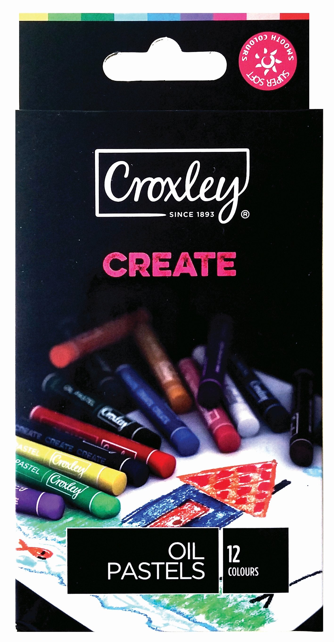 CROXLEY CREATE 8mm Oil Pastels (Box of 16 Assorted Colours)