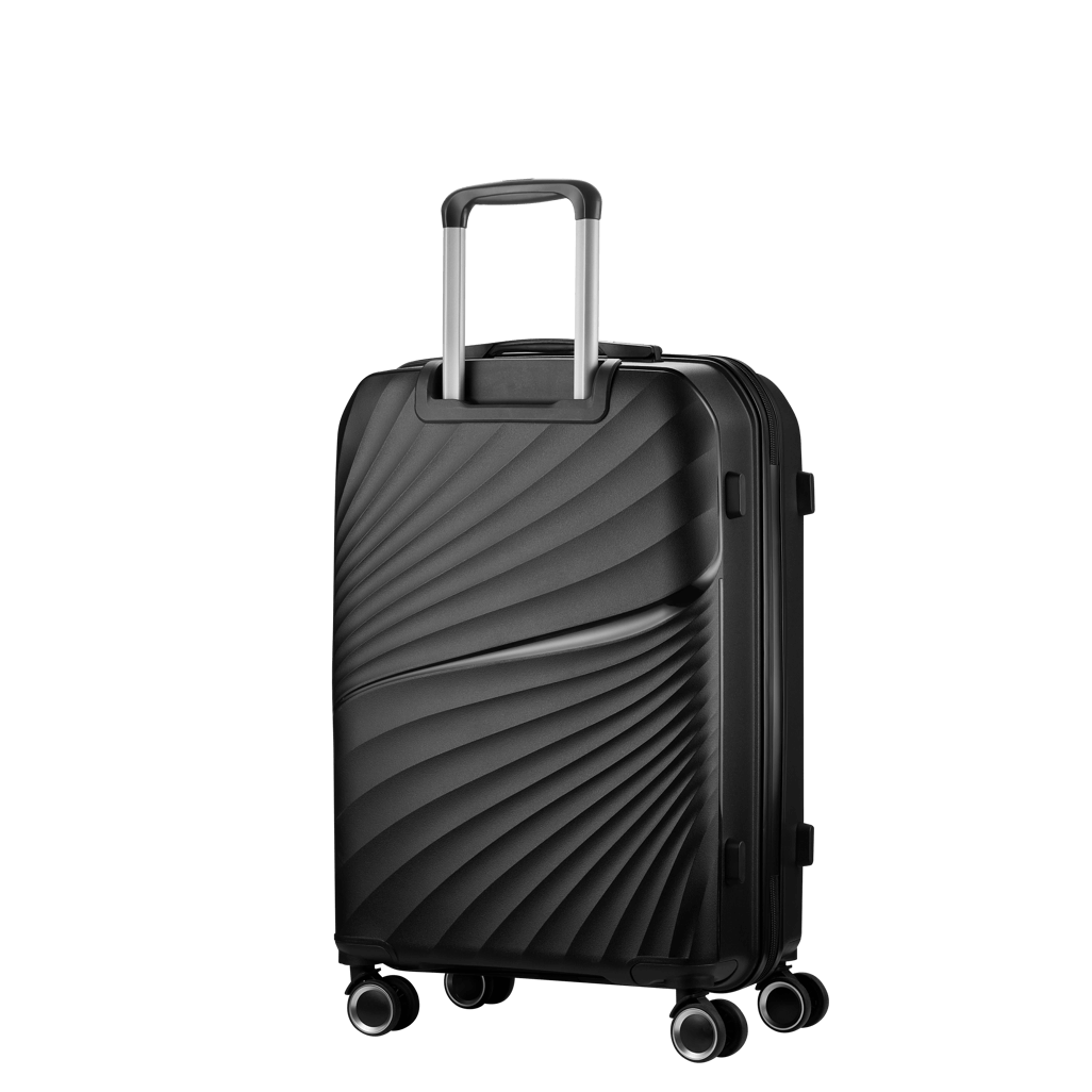 Travelwize Quartz PP 76cm black 4-wheels spinner luggage with a stylish design and durable exterior.