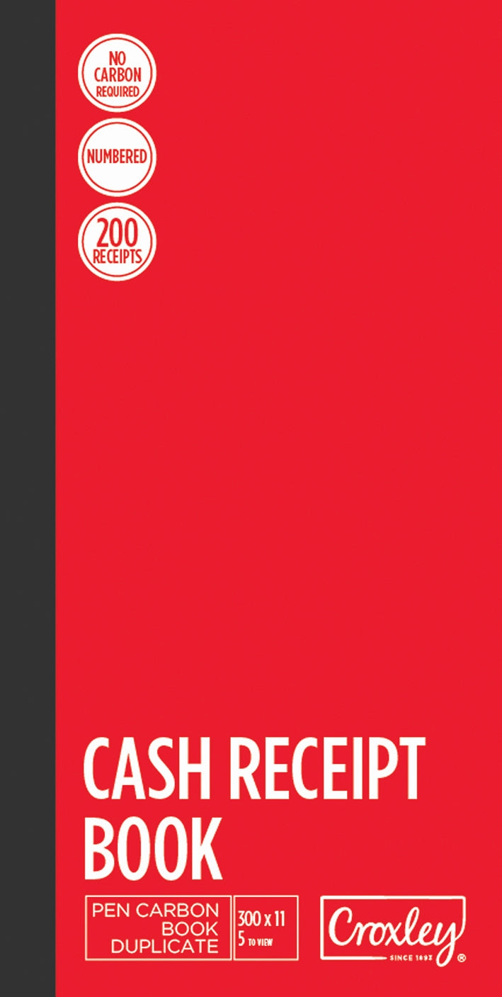 CROXLEY JD406 Cash Receipt Book NCR 300x11 (5 to view) Pack of 10