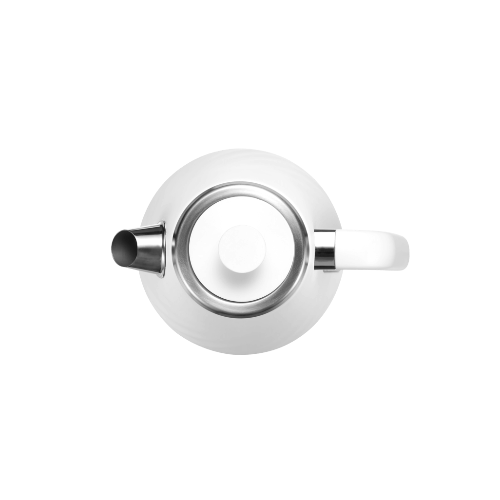 Top view of Boden Stark 1.7L Stainless Steel Kettle in white, showcasing sleek design and modern aesthetics.