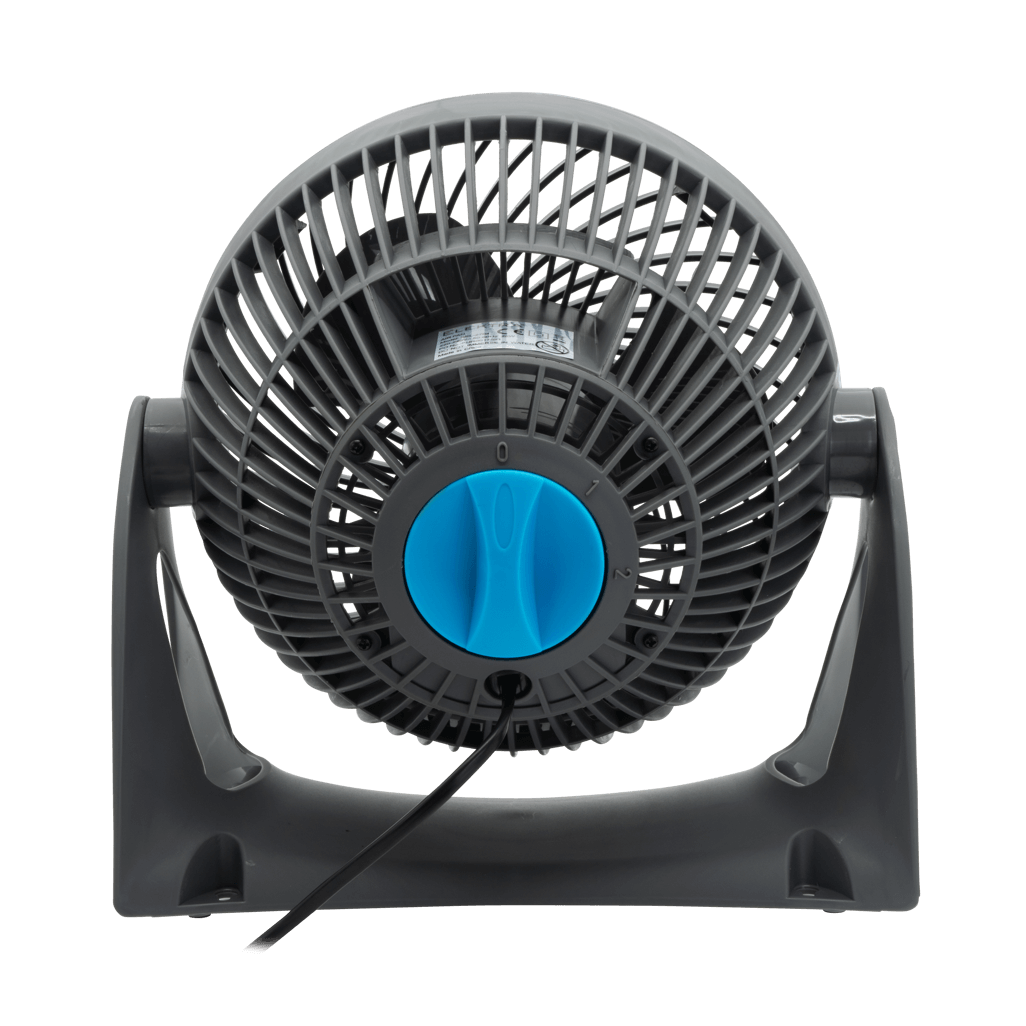 Back view of the ELEKTRA 2704 - TURBO COLOR AIR fan showcasing the gray body and blue control button.