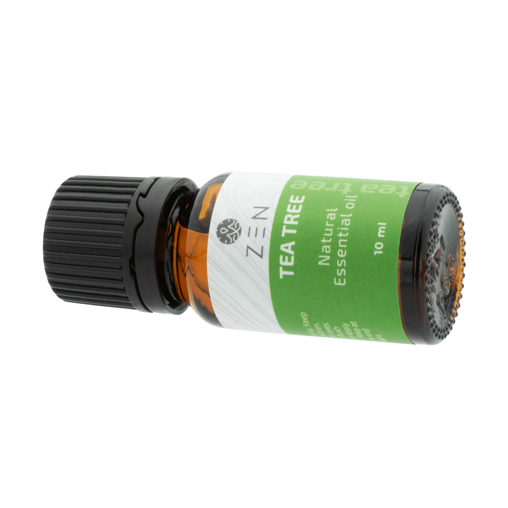 Zen Oil Tea Tree essential oil bottle, 10 ml, promoting relaxation and well-being for peaceful spaces.