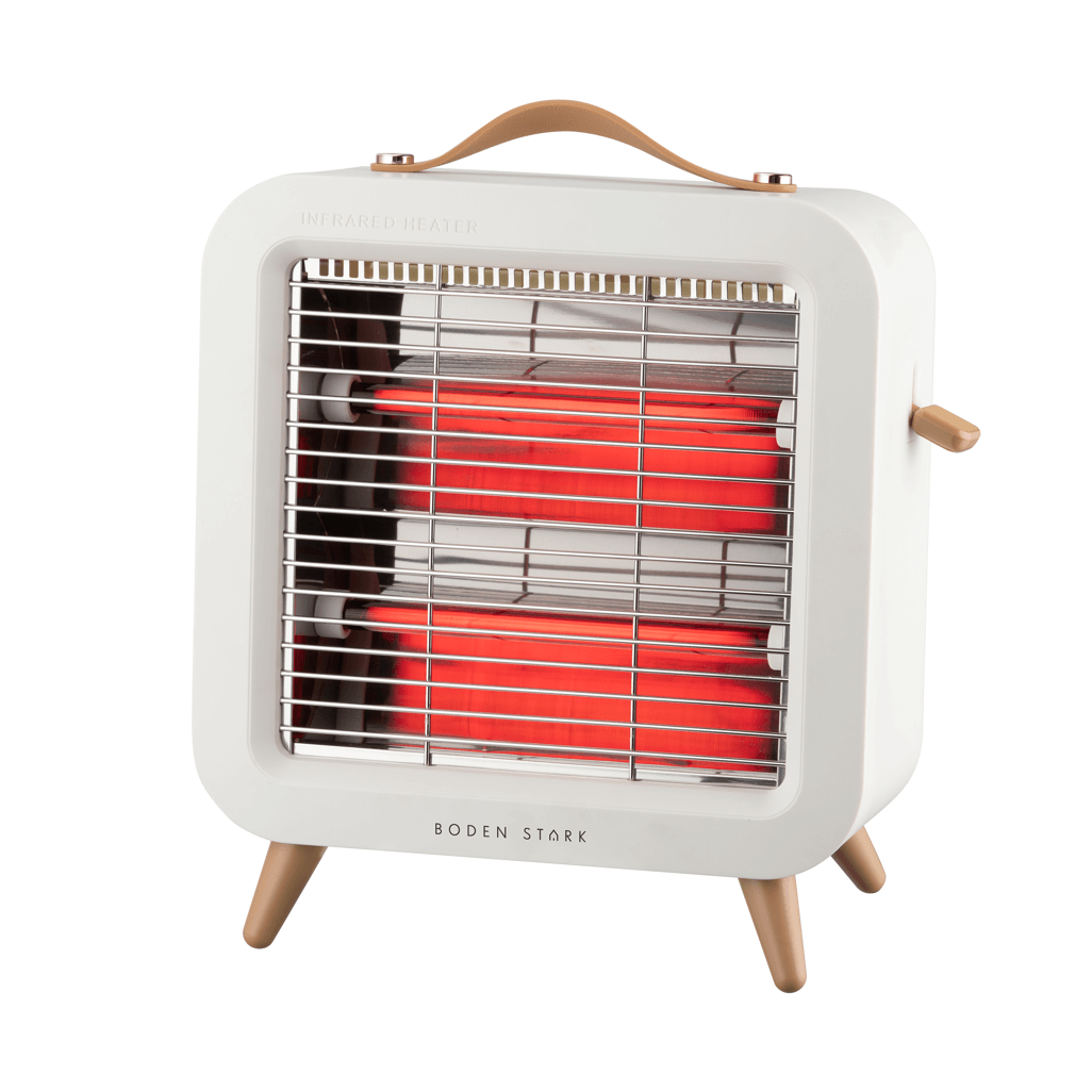 Boden Stark Infrared Bar Heater with sleek design, providing efficient warmth with stylish wood accents.