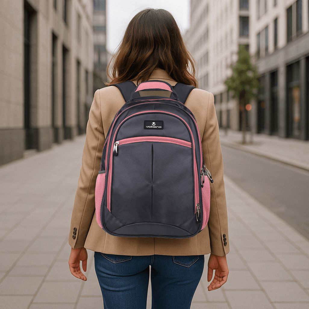 Volkano Orthopaedic Backpack 36L - Dark Grey/ Pink