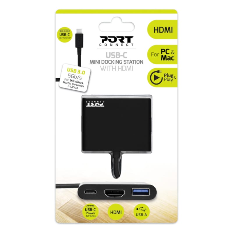 Port USB Type-C to 1 x HDMI|1 x USB3.0|1 x Type-C 60W PD Dock β Black