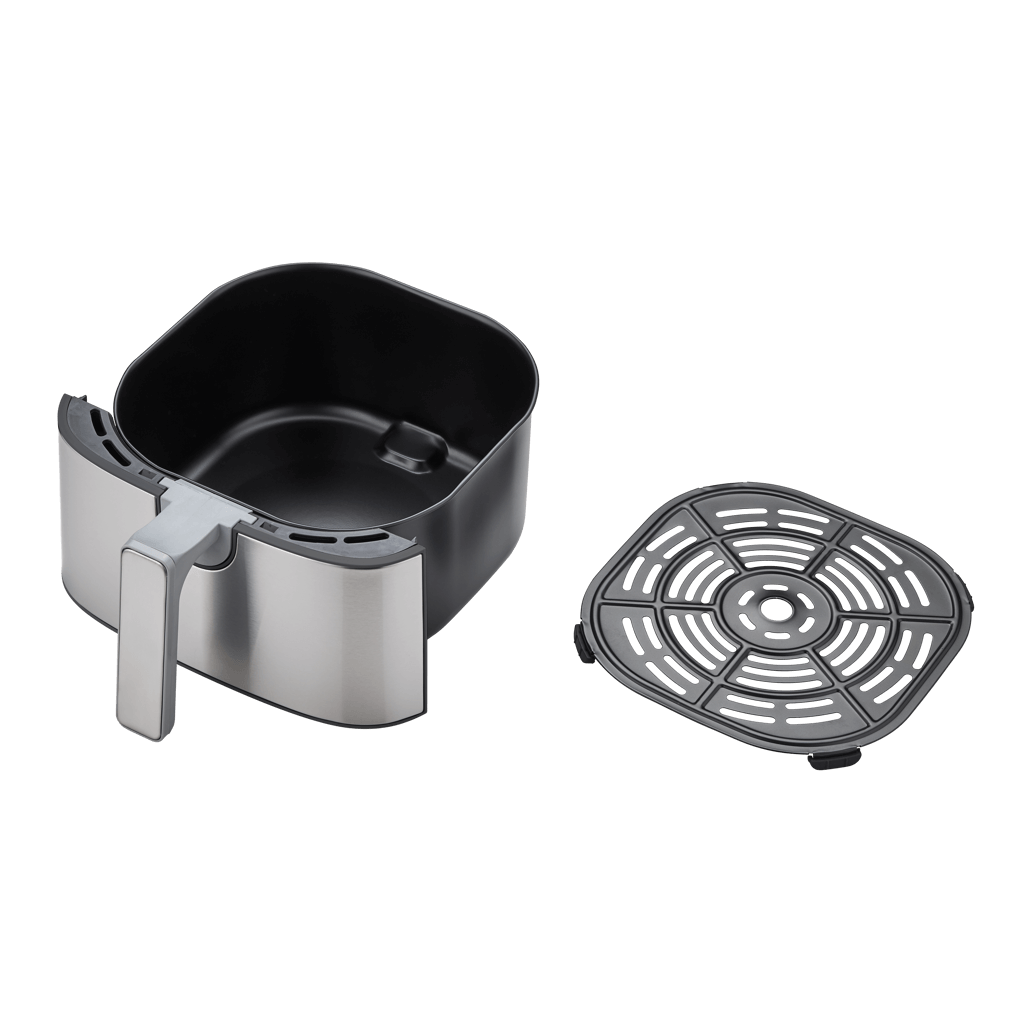Boden Stark 5.0L Digital Air Fryer basket and cooking tray, showcasing the sleek design and functionality of the appliance.