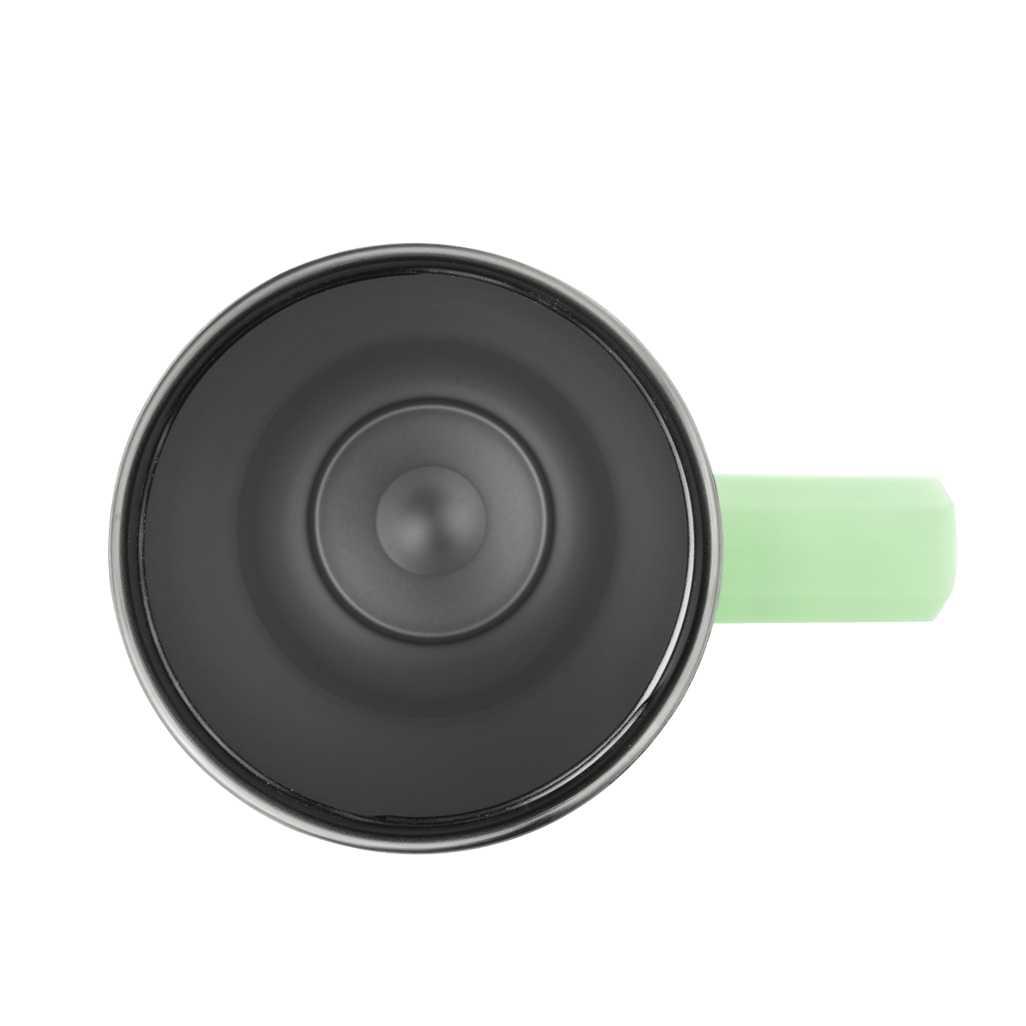 Top view of the Boden Stark 1200ml Travel Mug in green, showcasing its sleek design and handle.