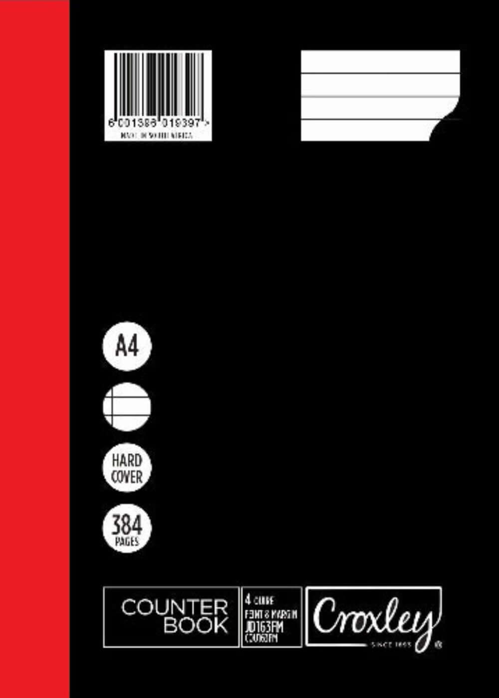 CROXLEY JD163 4-Quire 384 Page Ruled Feint & Margin A4-Each