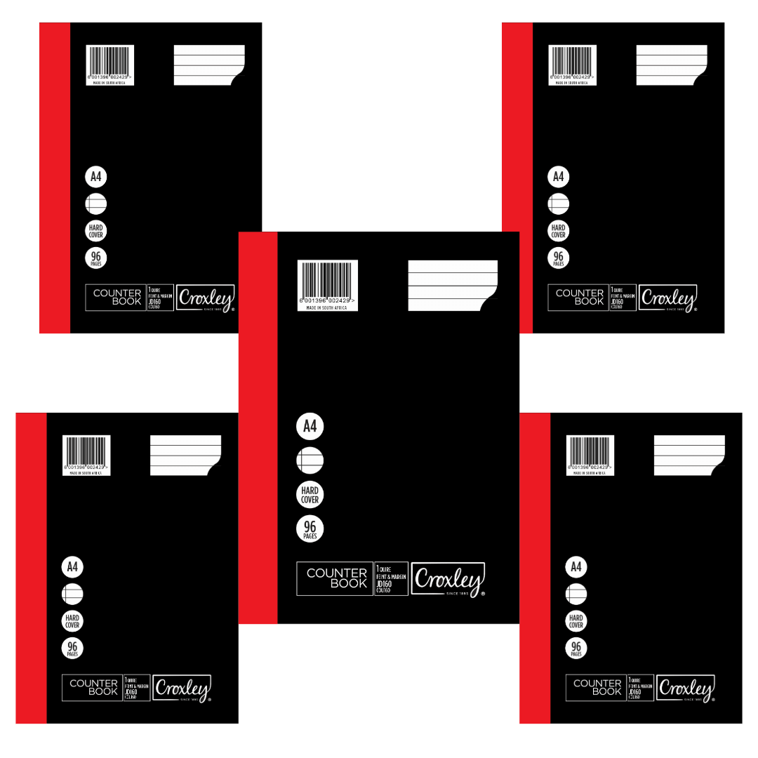 CROXLEY JD160 1-Quire 96 Page Ruled Feint & Margin A4 Set 5
