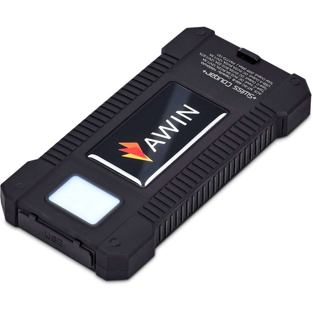 MT-SC-466-B Swiss Cougar Durban Fast Charge 20W Solar Power Bank -10000mAh