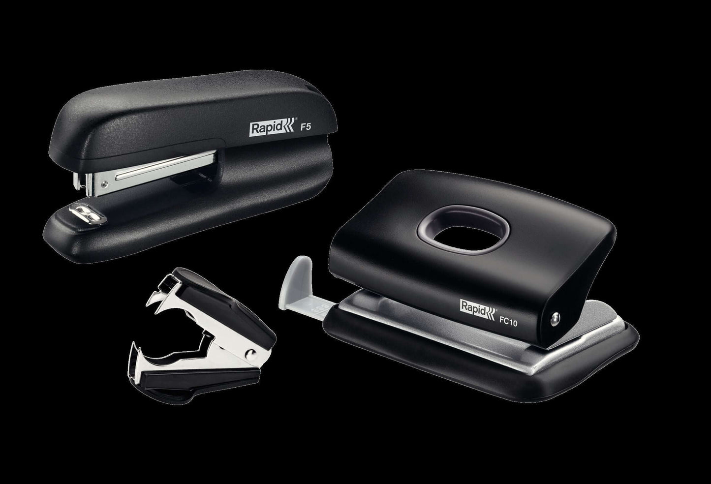 RAPID Mini Black Stapler F5 Hole Punch FC10 Blister Pack