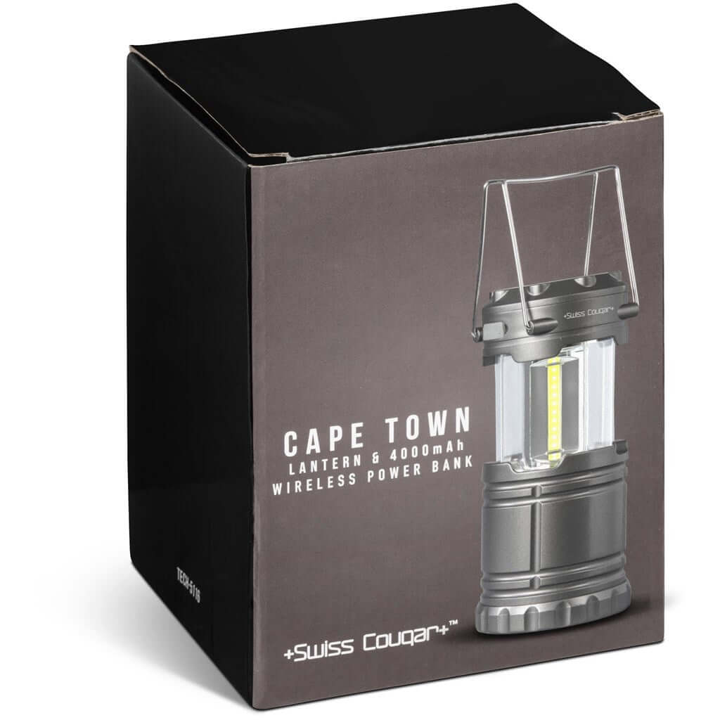 TECH-5116 Swiss Cougar Cape Town Lantern & Wireless Charging Power Bank - 4,000mAh