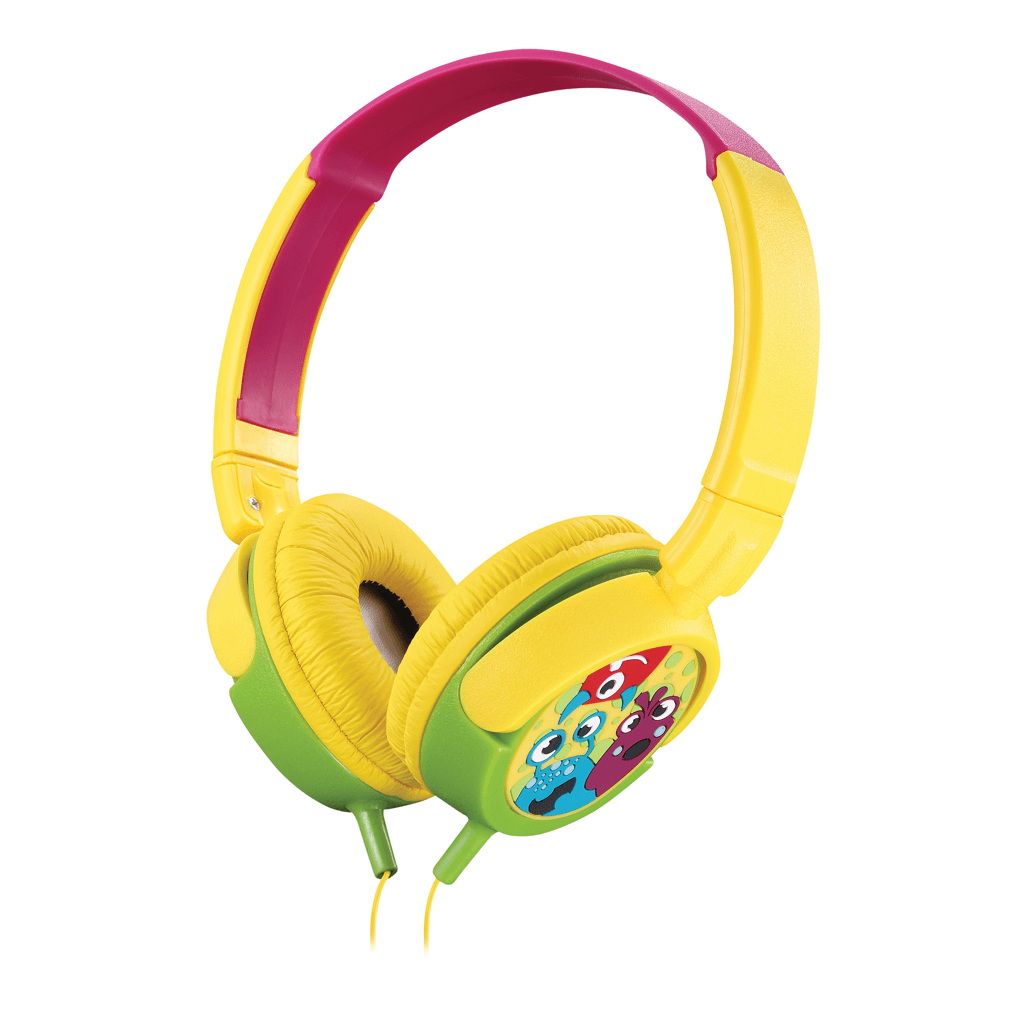 Amplify Kiddies Monsta Tunez Foldable Headphones - colorful design for kids, cushioned ear pads for comfort, organic sound.