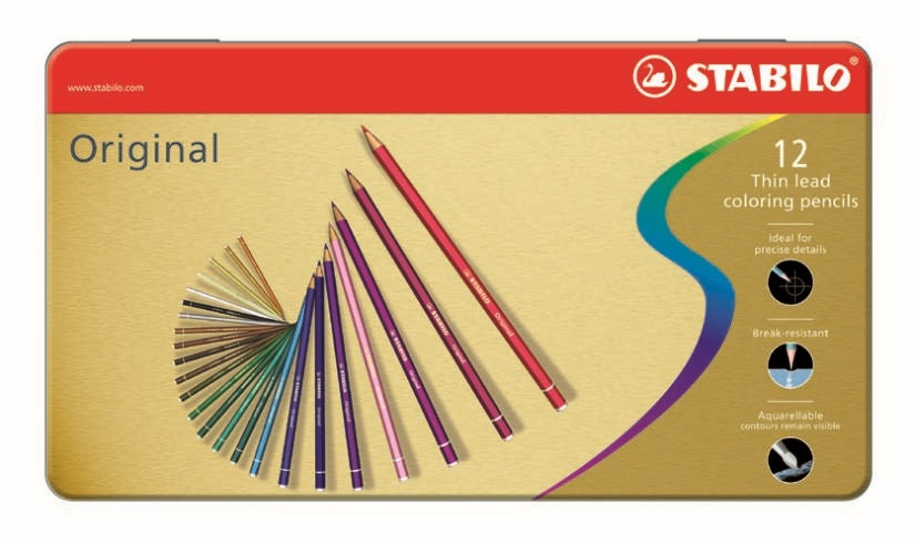 STABILO Original Colour Pencil Assorted Metal Box 12's
