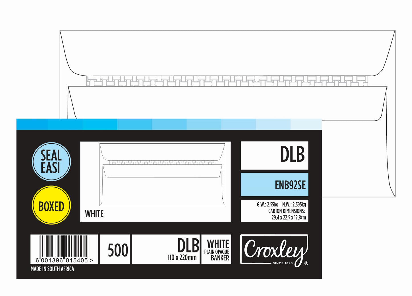 CROXLEY JD92SE DLB (Banker) White Seal Easi Envelopes - Unbanded (Box of 500)
