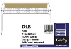 CROXLEY JD92CW DLB (Banker) White Gummed Envelopes - Unbanded (Box of 500)