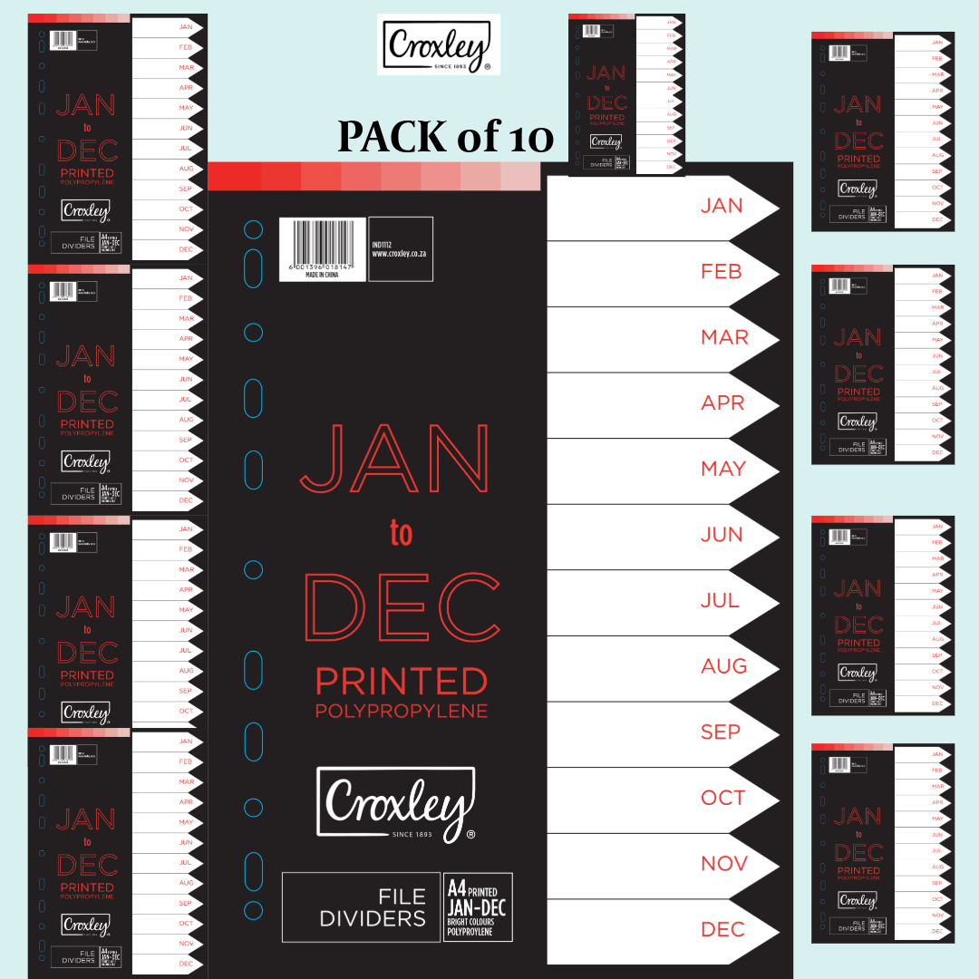 Croxley Indices Printed Jan-Dec Divider Set (IND1112) Set of 10