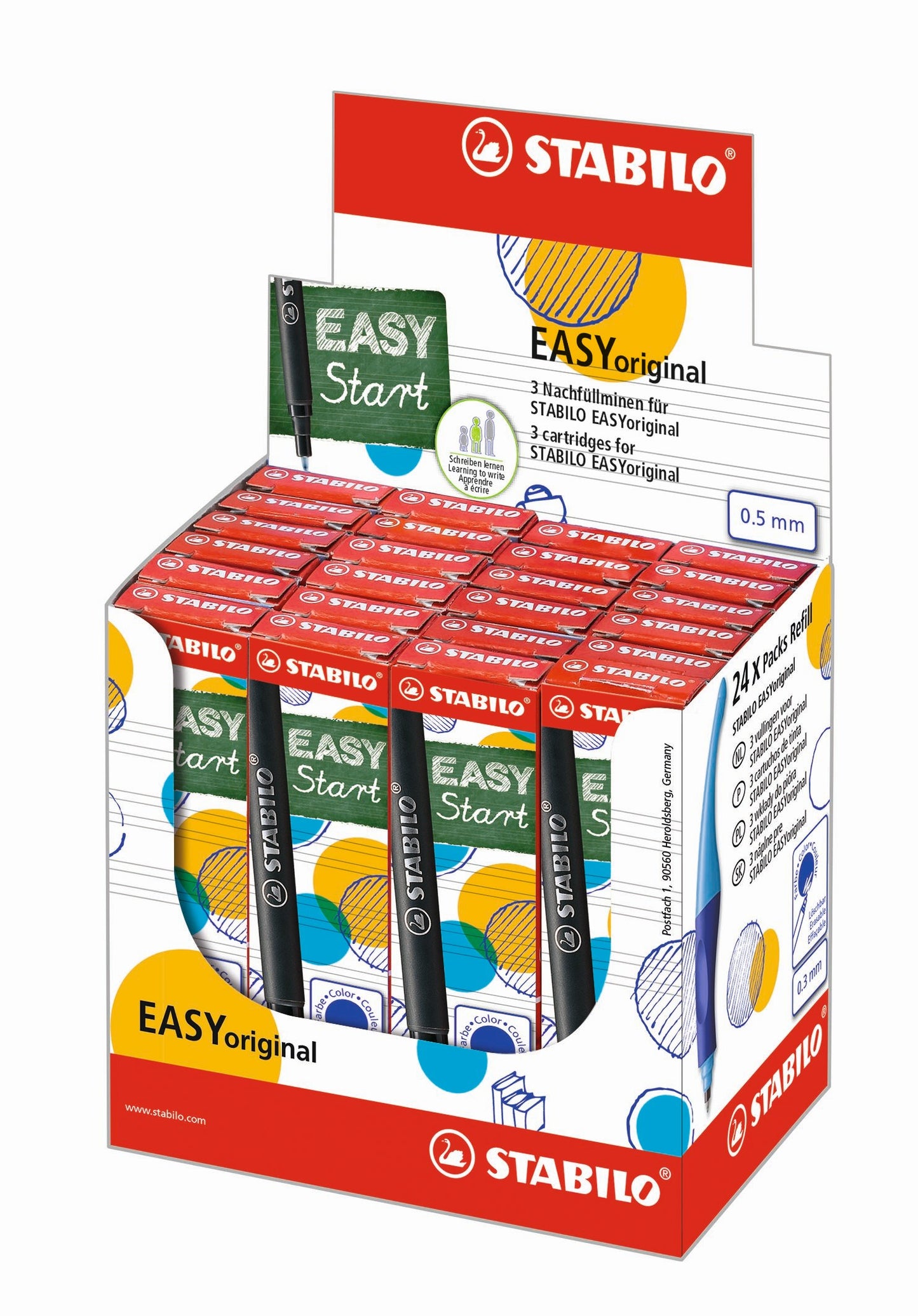 STABILO EASYoriginal Ergonomic Rollerball Refills: Medium Blue - Erasable Box 3's