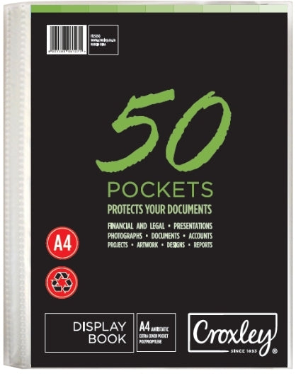CROXLEY Display File - A4 - 50 Pocket - Hard Case Cover