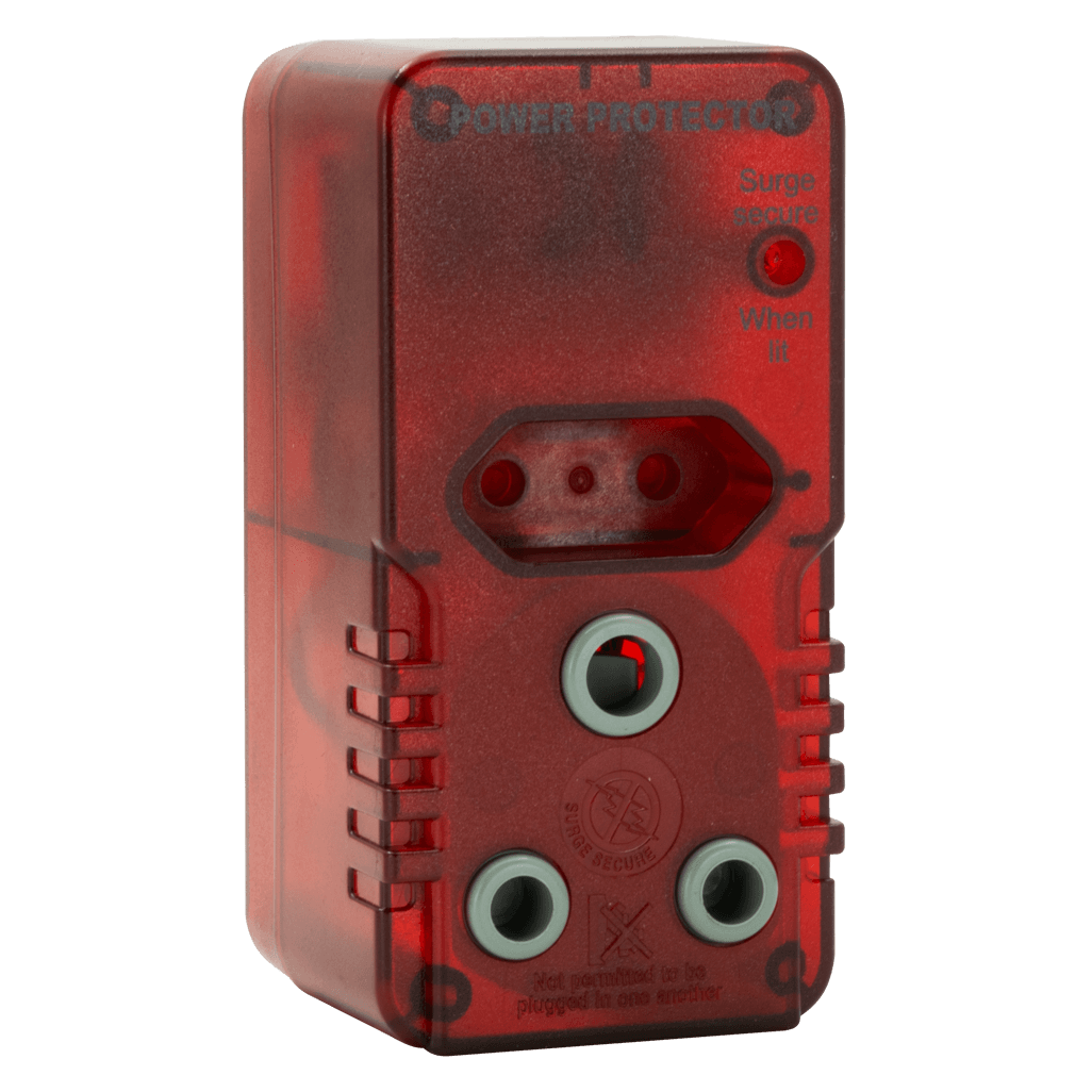 Ellies High Surge Adaptor featuring 1x 5A Euro and 1x 16A 3-Pin ports, designed for enhanced power protection.