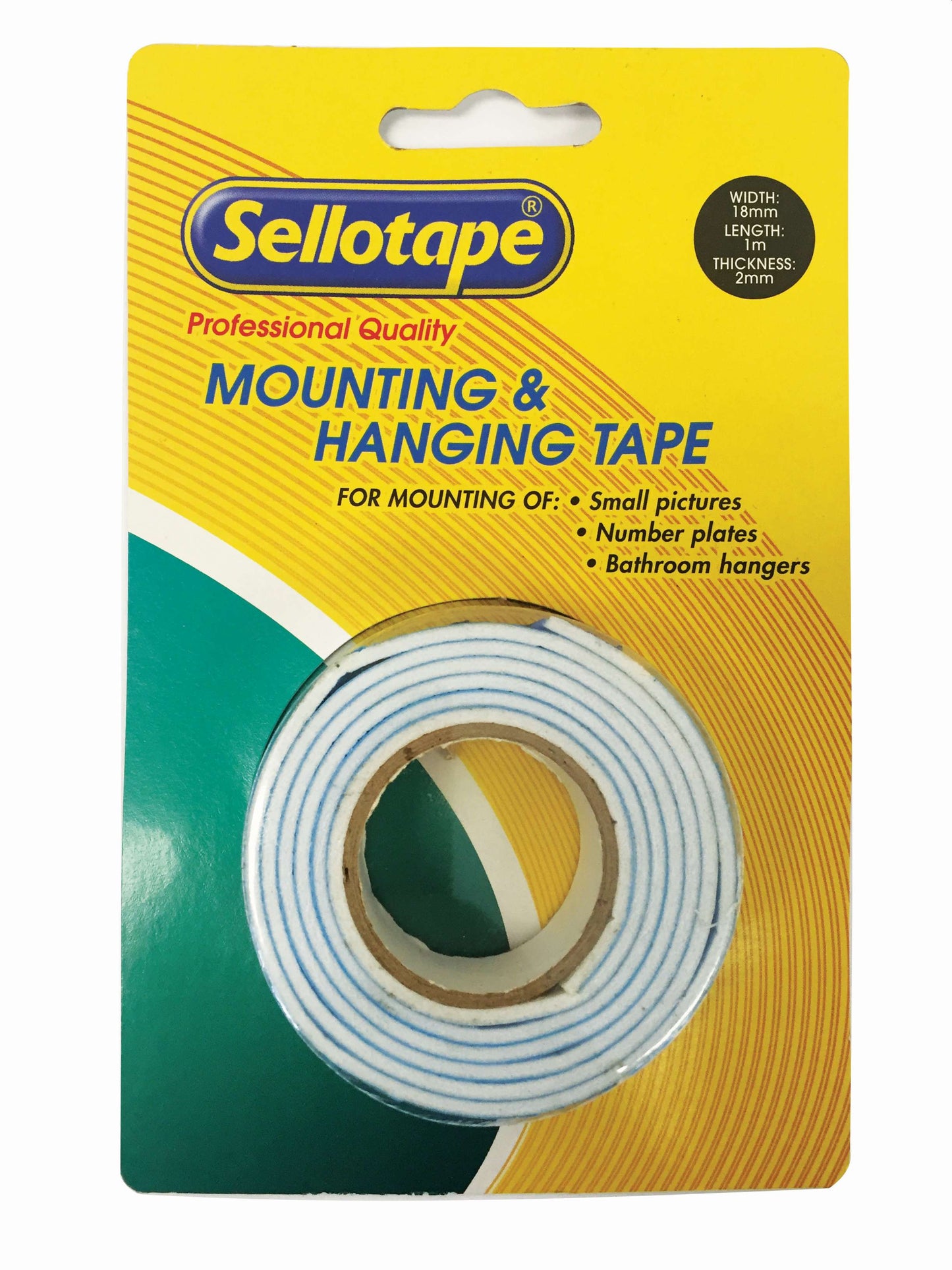 SELLOTAPE Double Sided 18mm x 2mm x 1m Mounting and Hanging Tape