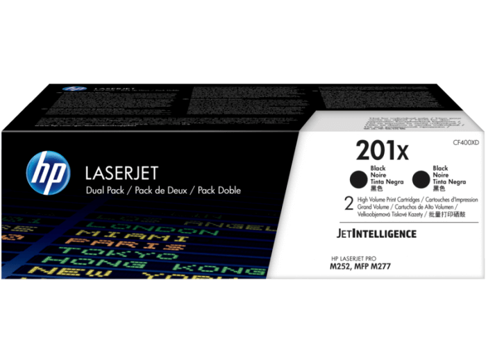 HP 201X 2-pack High Yield Black Original LaserJet Toner Cartridges Per cartridge:2 800 pgs