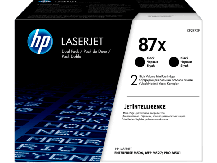 HP 87X 2-pack High Yield Black Original LaserJet Toner Cartridges Per cartridge:18 000 pgs