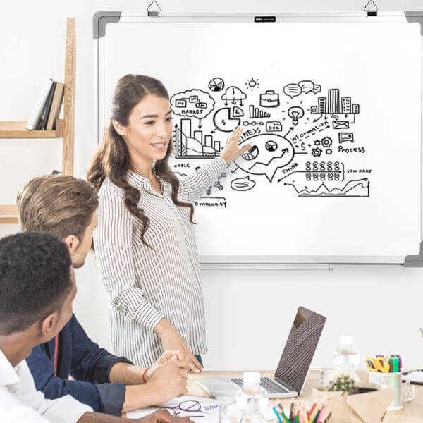 Whiteboard 900x1200mm Aluminum Frame ABS corner. Hangable
