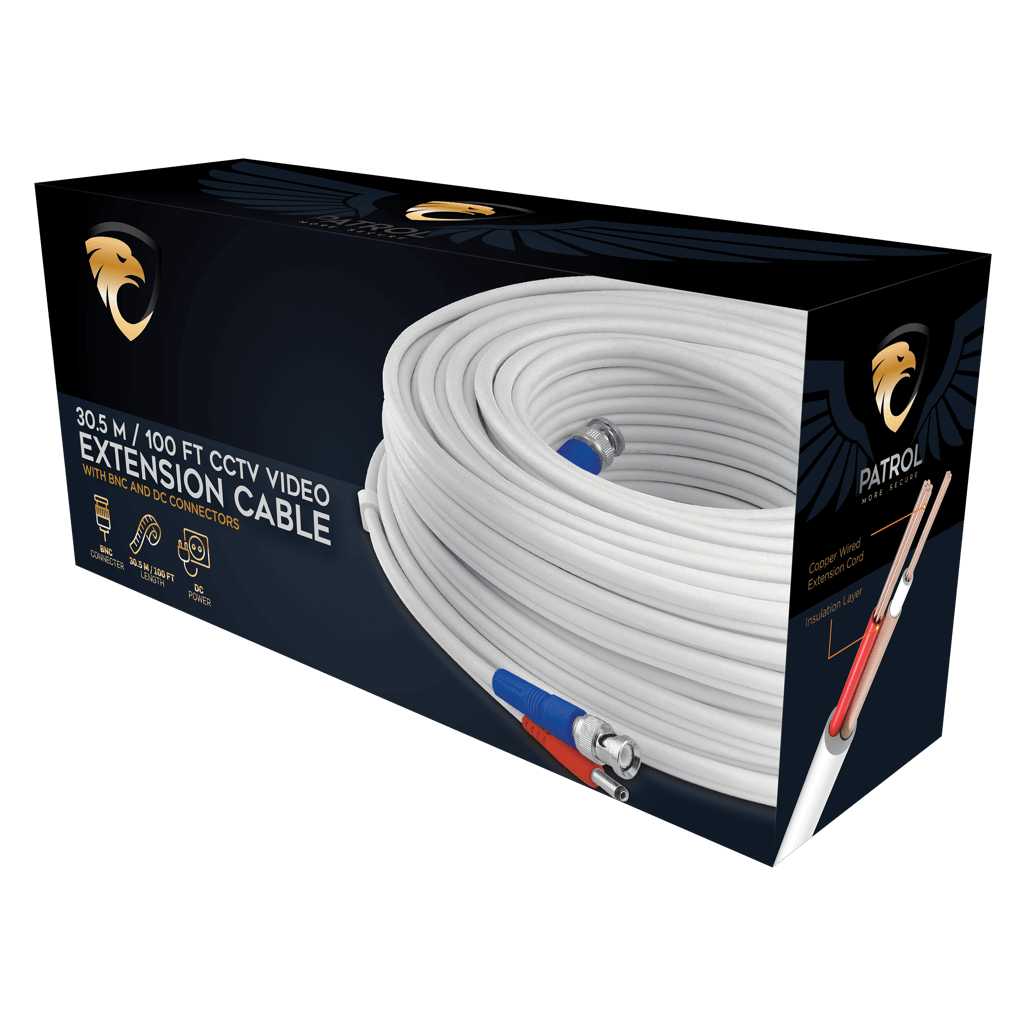 Patrol 30m Video and Power Extension Cable White