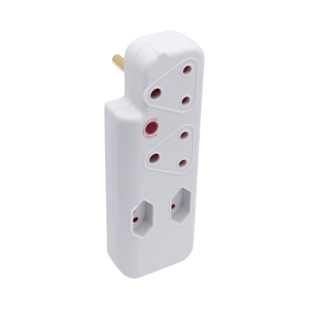 SWITCHED 4 Way Medium Surge adaptor - White