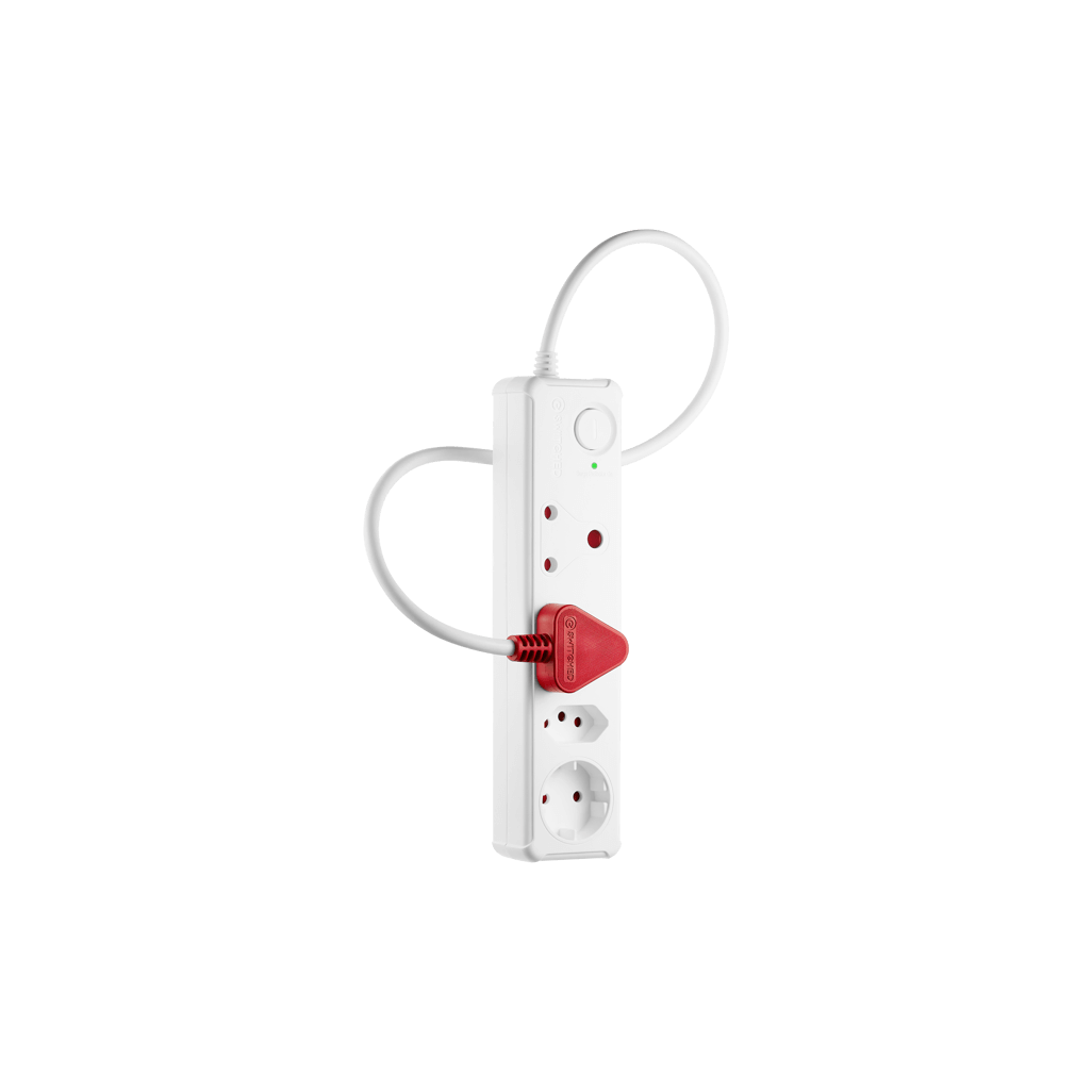 SWITCHED 4 Way Medium Surge Protected Multiplug with 0.5M Cord in White for power management.