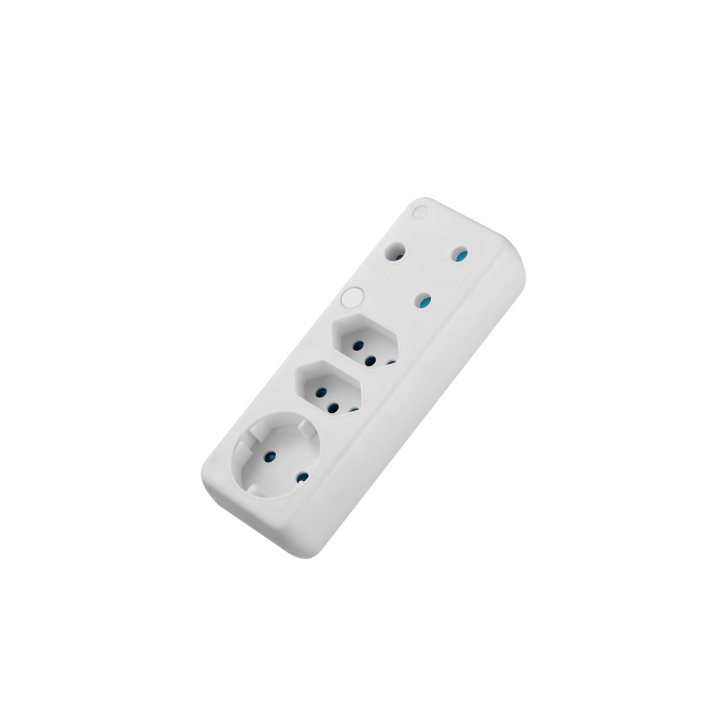 SWITCHED 4 Way Schuko Adaptor - White