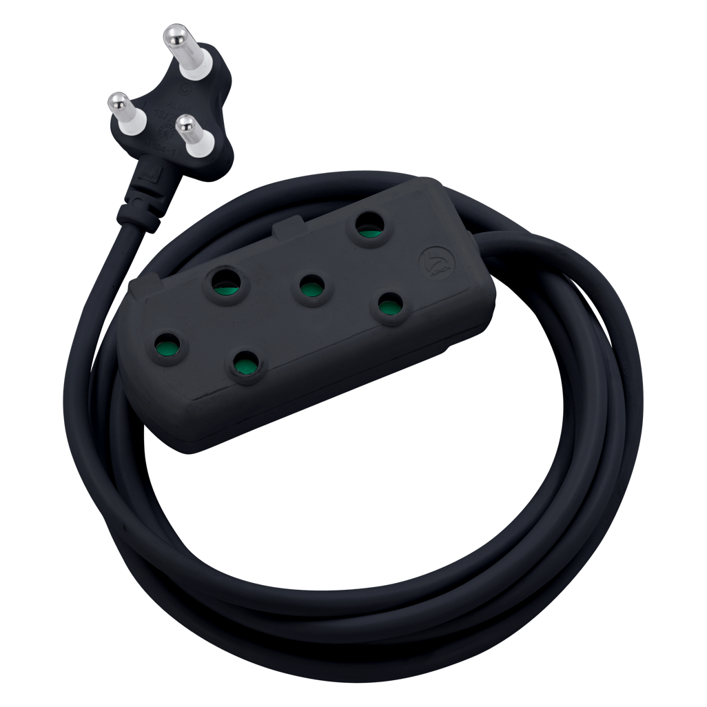 SWITCHED Heavy DUTY Side By Side(SBS) EXTENSION LEADS 5M - Black