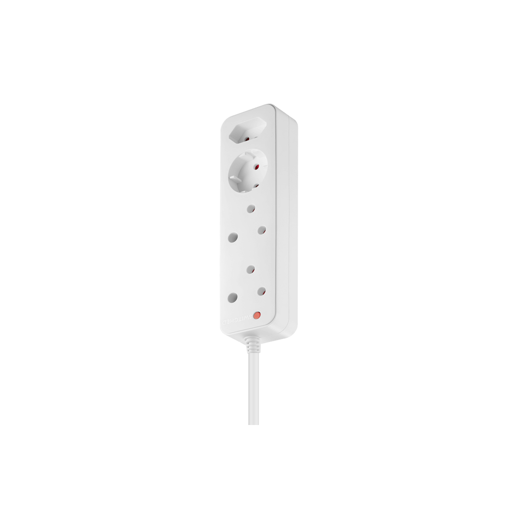 SWITCHED High Surge 4 Way Multiplug 0.5M with 1140J surge protection, perfect for multiple devices, in sleek white design.