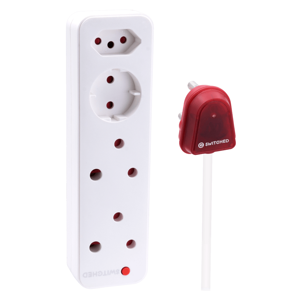 SWITCHED High Surge 4 Way Multiplug 0.5M 1140J with a red switch for enhanced safety and convenience.