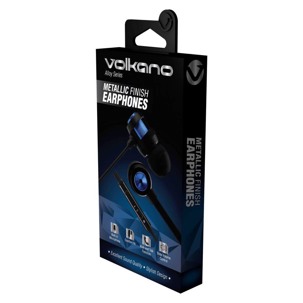 Volkano Alloy series metal earphone - Blue
