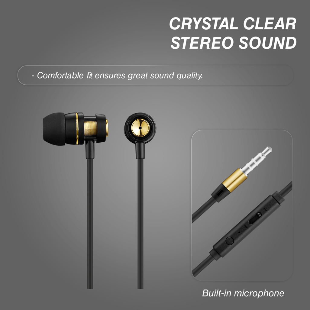 Volkano Alloy series metal earphone - Gold