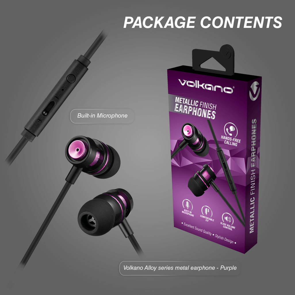Volkano Alloy series metal earphone - Purple