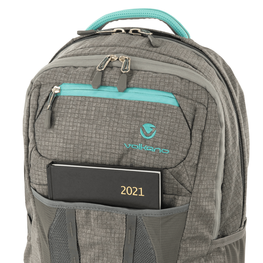 Volkano Crush Backpack. Grey/Aqua.