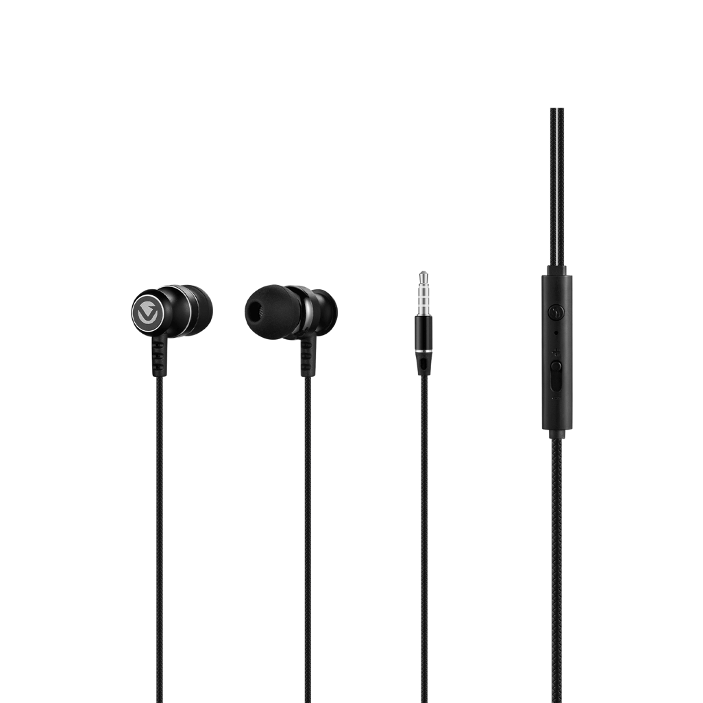 Volkano Earphones with Mic - STANNIC SERIES - Black