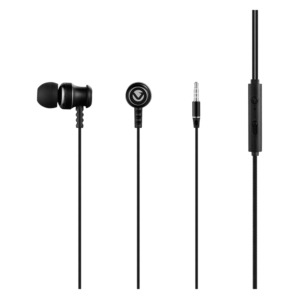 Volkano Earphones with Mic - STANNIC SERIES - Black