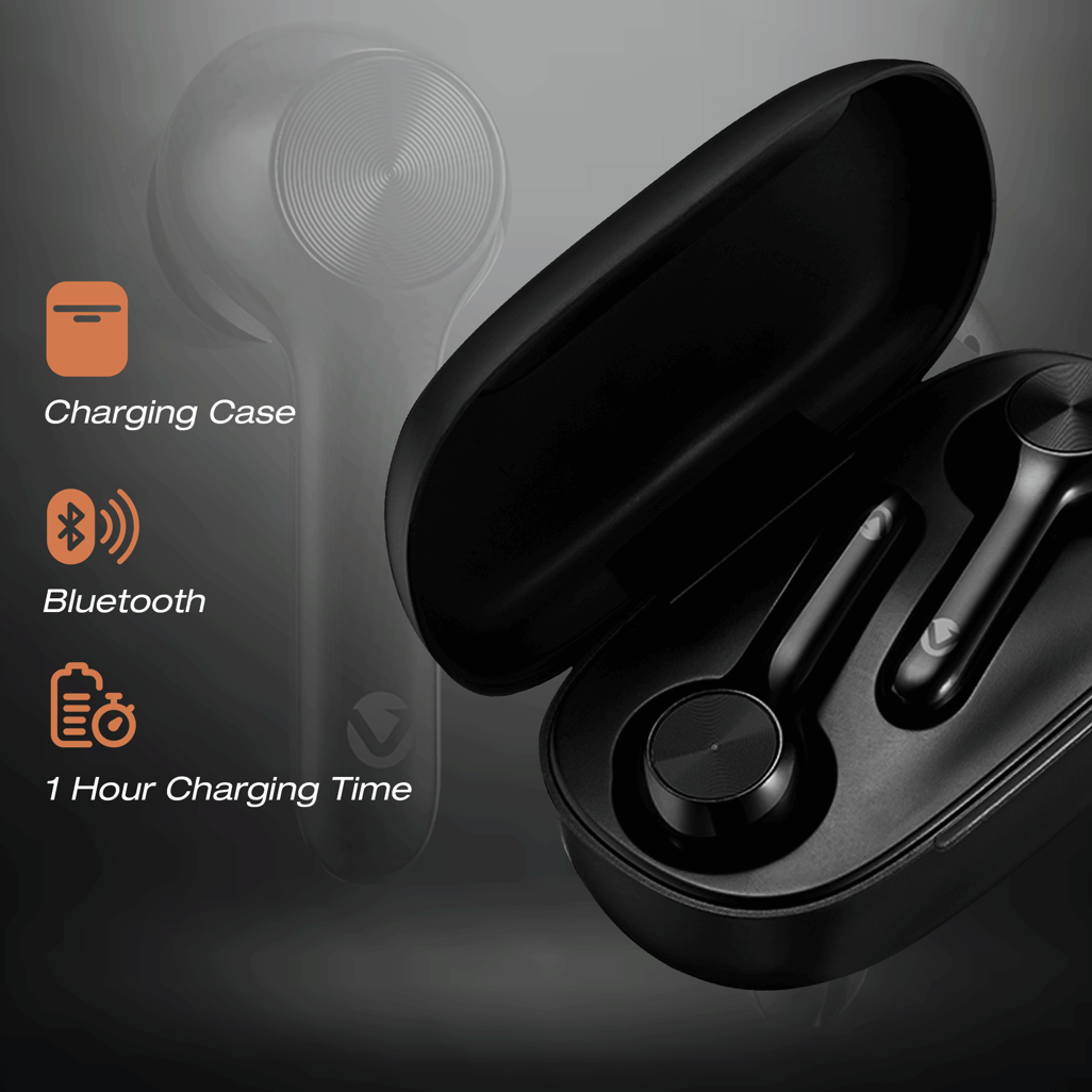 Volkano Libra Series TWS Earphones + Charging Case - Black