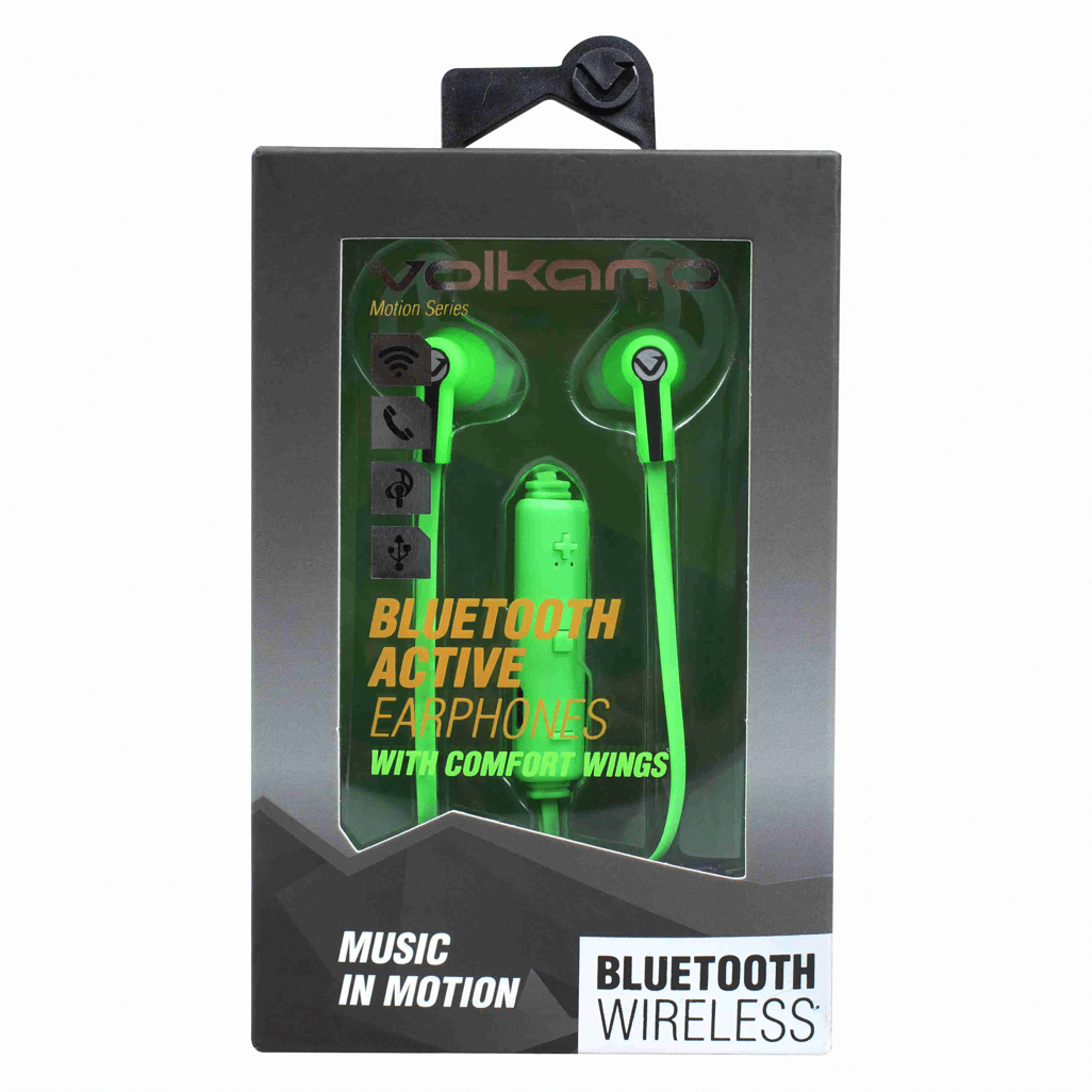 Volkano Motion Bluetooth Earphones GreenBlack